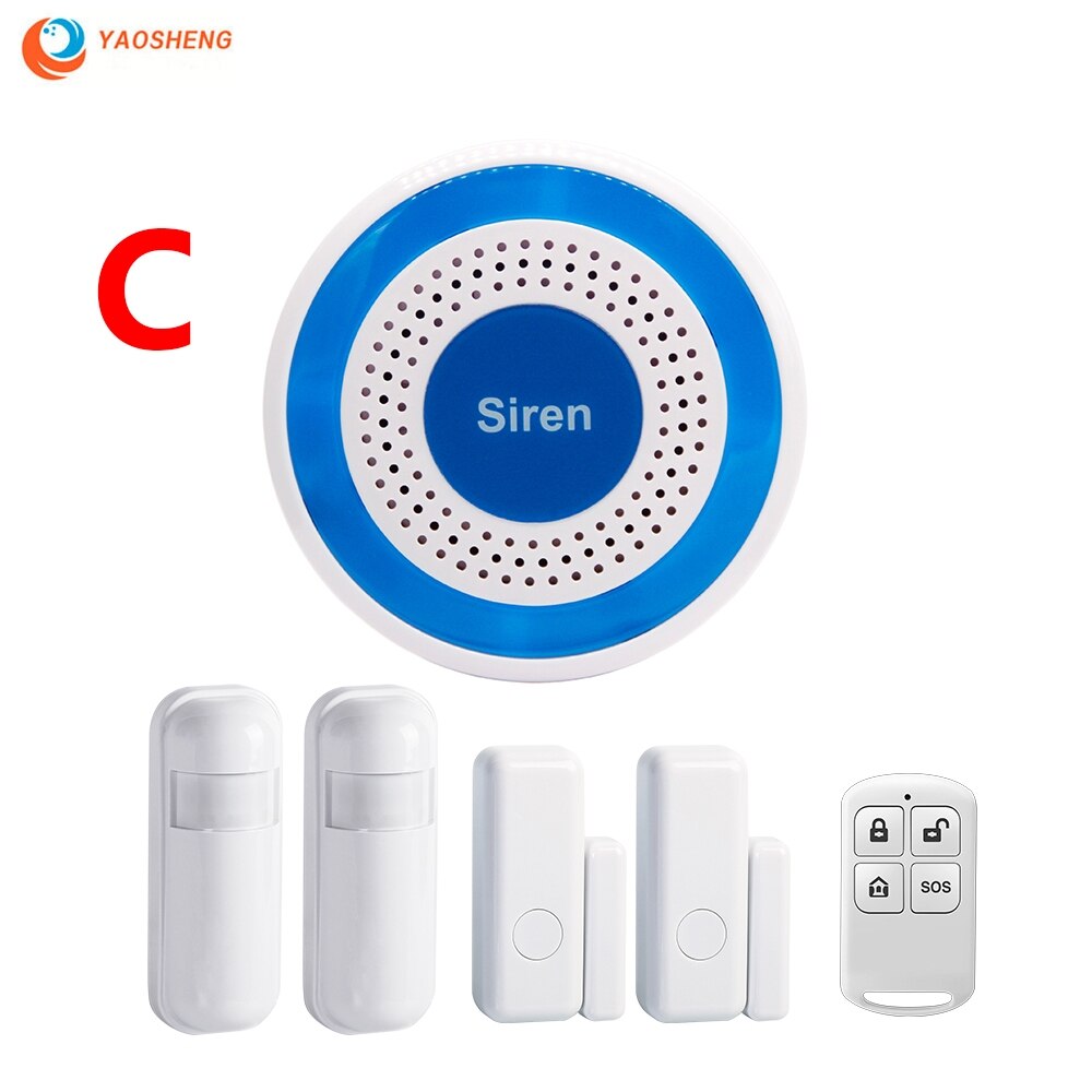 Mini trådløs 433 mhz strobe sirene alarm horn strobe sensor til gsm standalone alarm vært hjemme sikkerhed alarmpanel system: Sæt c