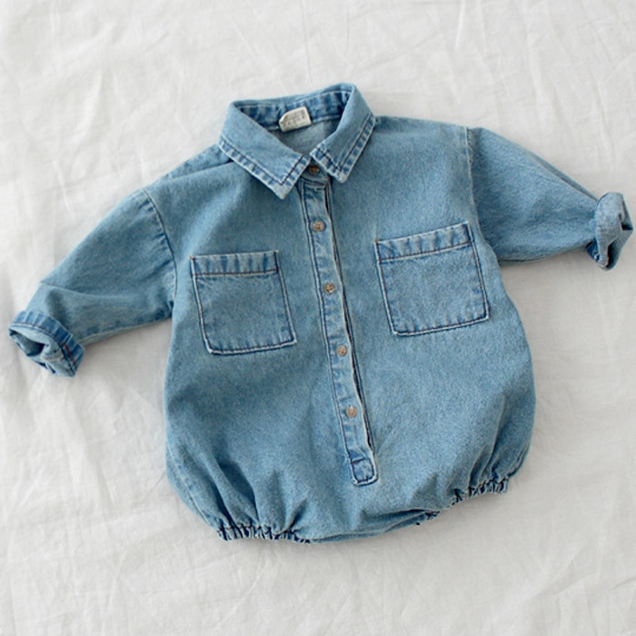 MILANCEL herbst neue Baby Denim Karosserie lange Ärmel Kleinkind jungen Overall drehen unten kragen Baby Outfit