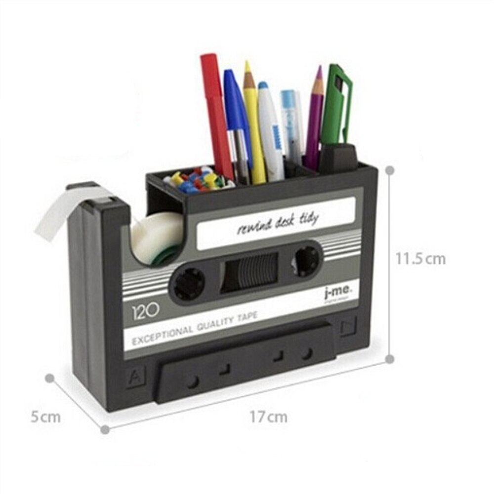 Retro kassett tape penneboks for kontor skrivebord ryddig pennal tape dispensere kontor oppbevaringsboks tape rack verktøyholder penn