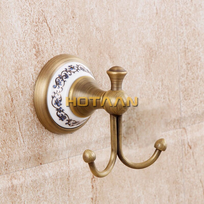 Robe Hook, Kleding Haak, Messing & Keramische Constructie Met Antiek Messing Afwerking, Badkamer Haak, YT-11502