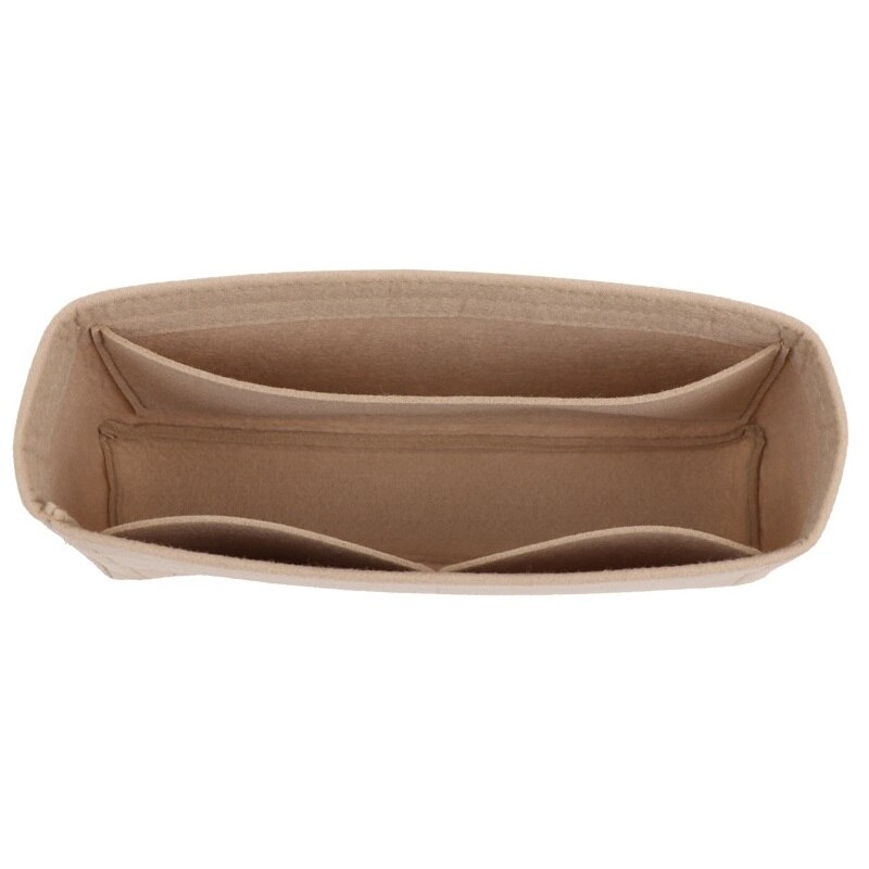 Til klassisk håndtaske cf flap filt stof indsats taske organizer makeup håndtaske organizer rejse indre pung bærbare kosmetik tasker: Kaki til  l30