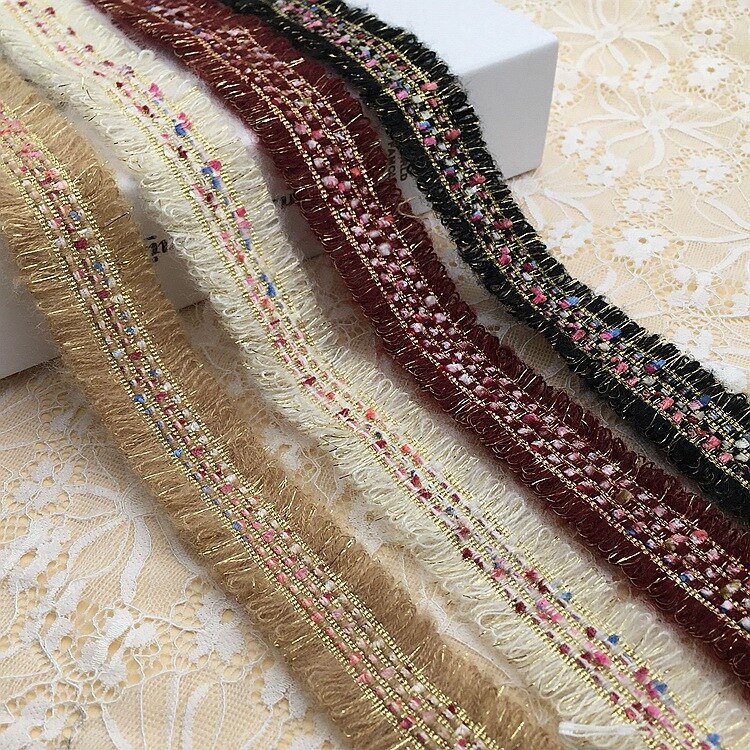 Sangle en Mohair de style effiloché et parfumé, 3CM, 10yards, avec perles de fil métallique, pour jeux, chapeaux, épingles Accessoires de couture