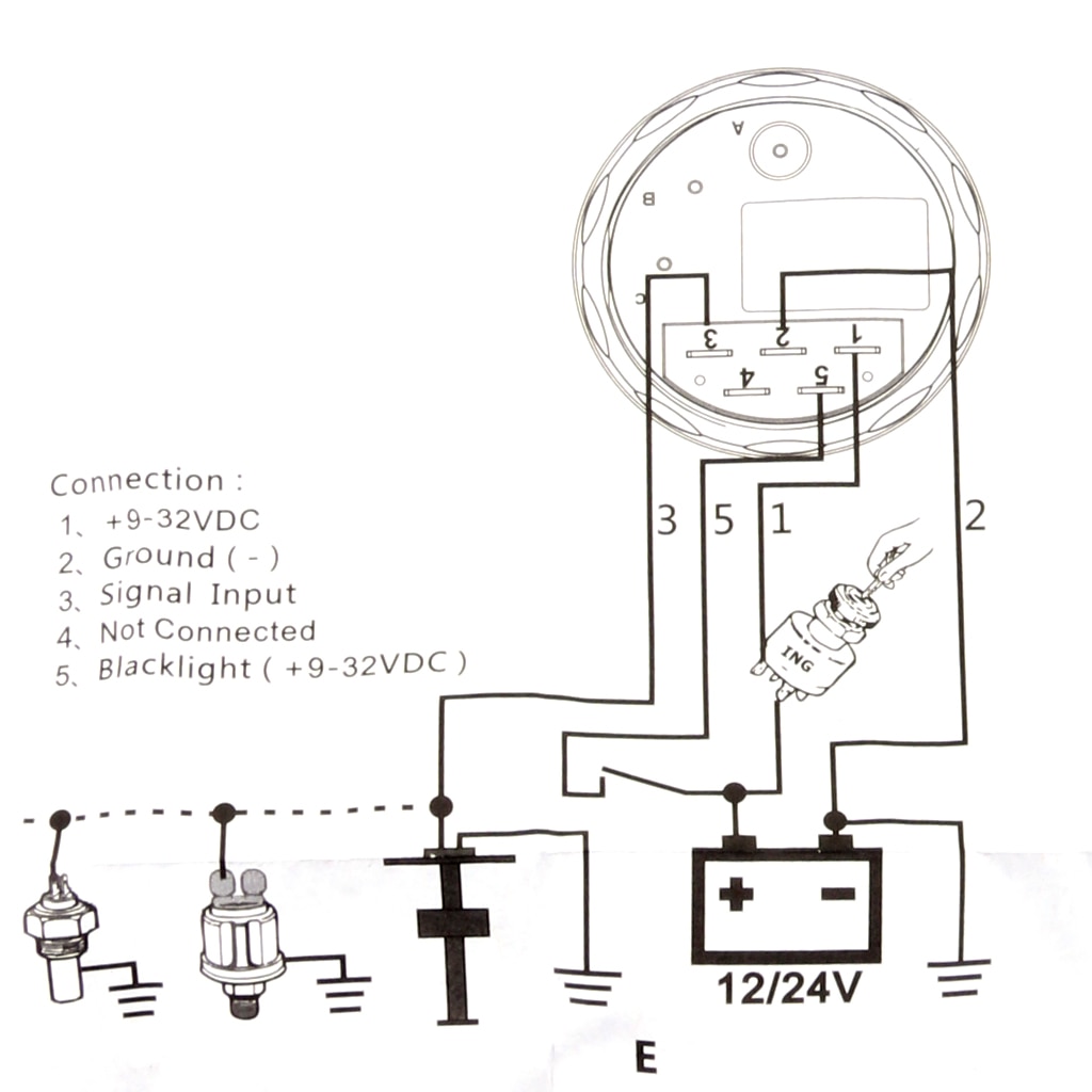 52mm Fuel Level Gauge Meter + Fuel Sensor E-1/2-F Pointer Trim Kit