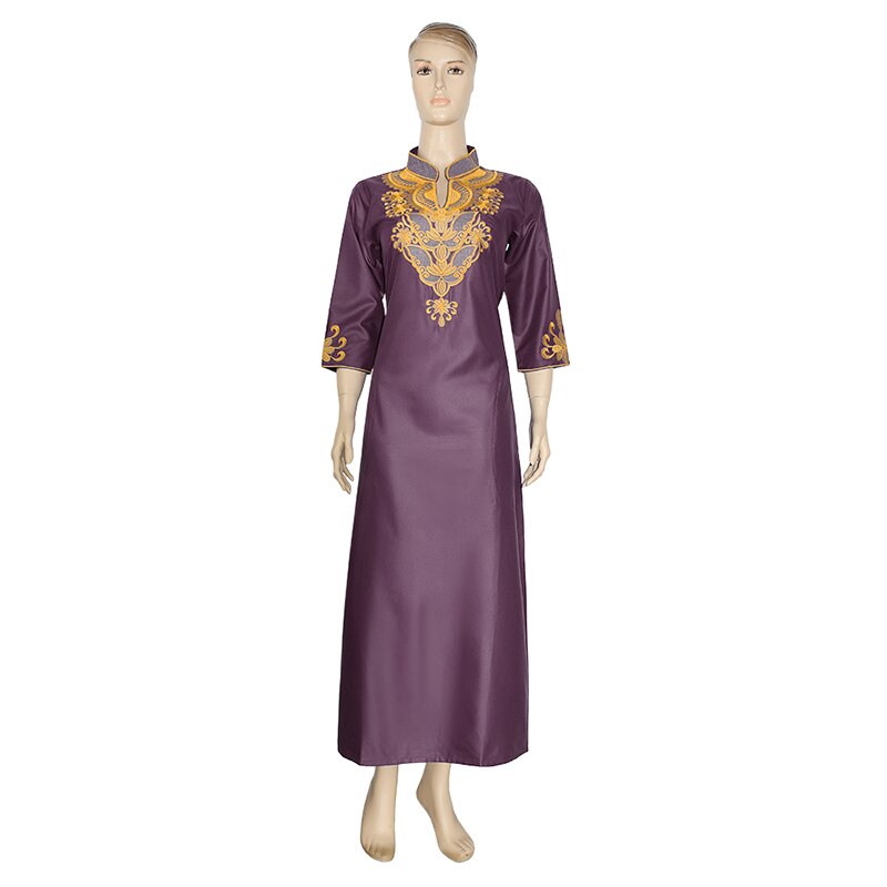 MD Afrikanische Kleider Für Frauen Bazin Dashiki Afrikanische frauen Lange Kleider Traditionellen Südafrika Kleidung Damen Stickerei Kleid: LILA / M