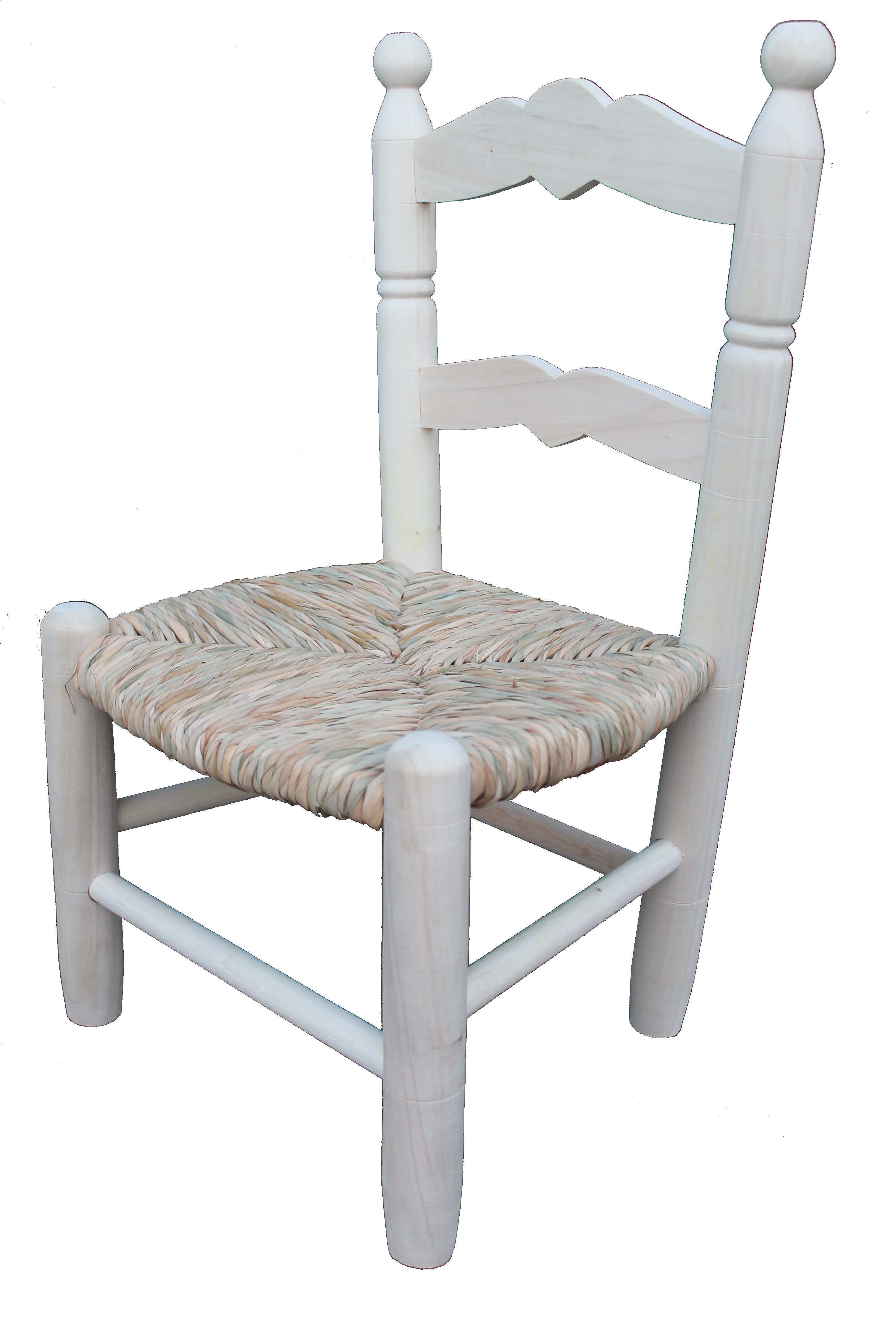 Silla Infantil Asiento tejido a mano con enea. Madera al natural para posterior pintado.