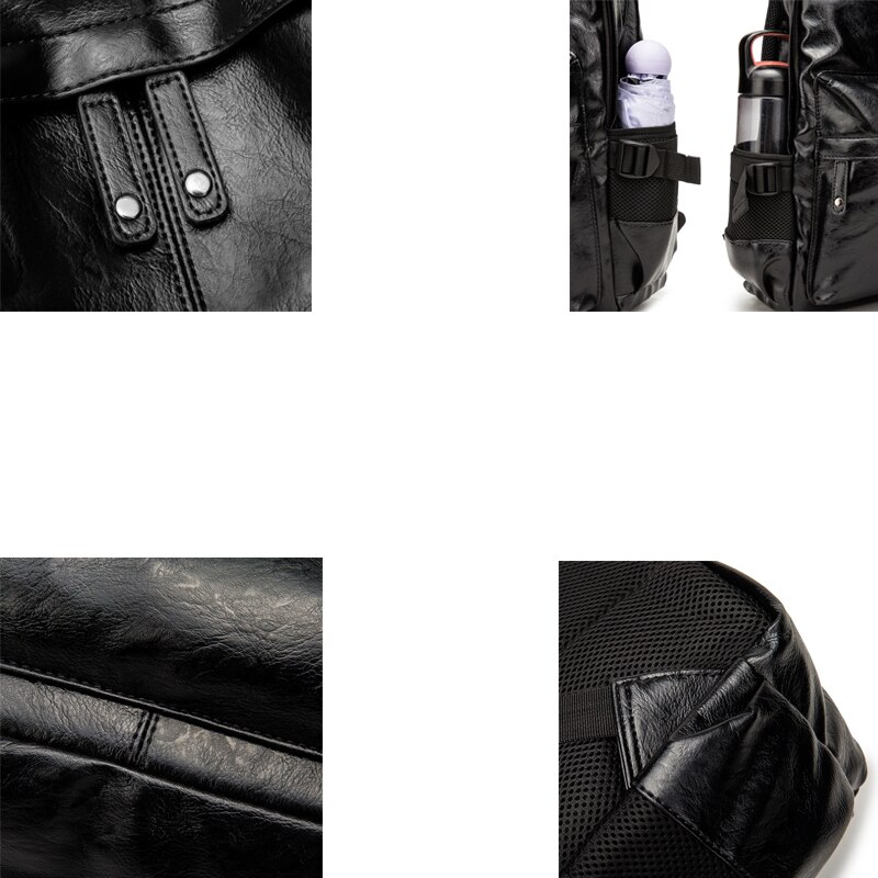 Mochila Vintage de cuero sintético suave para hombre, bolso de hombro antirrobo con doble cremallera, de gran capacidad, informal, para viaje