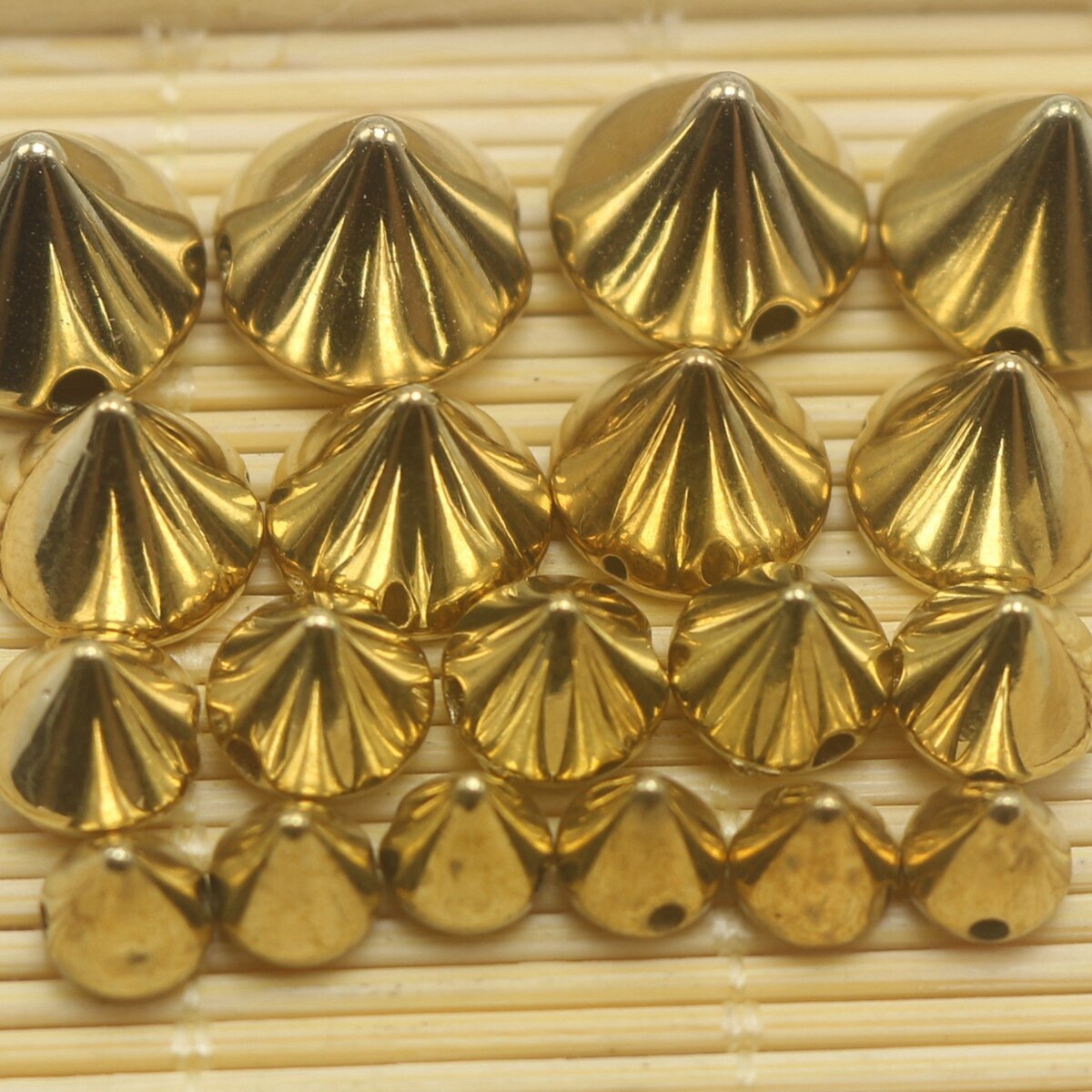 Craft DIY Metallic Silver/Gold Acrylic Rock Punk Spike Taper Stud Beads 6mm-12mm: Gold / 6X6mm 200PCS