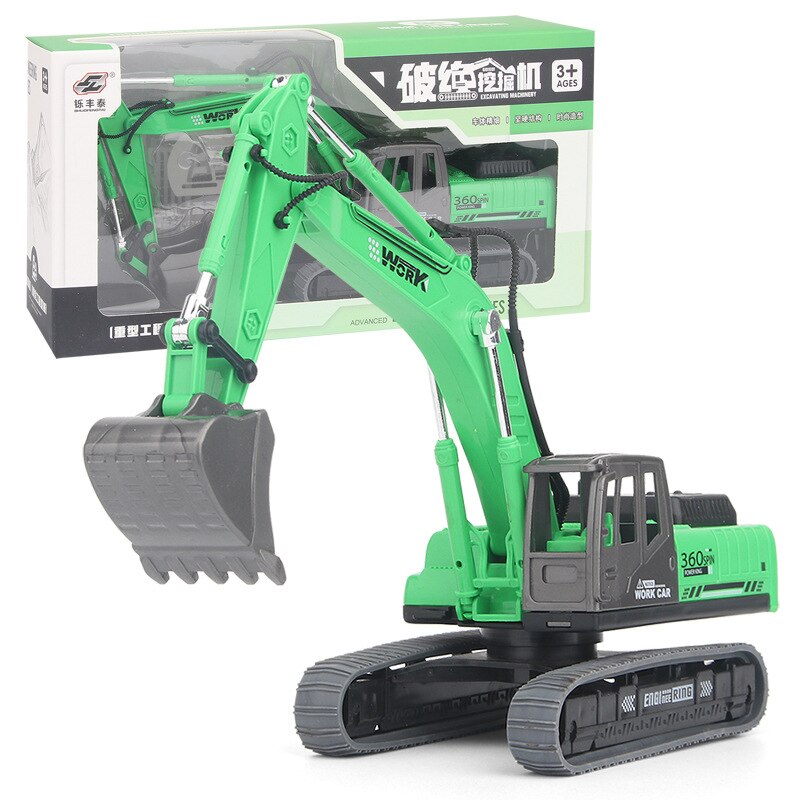 Inertia Excavator Model Engineering Vehicle Children Toy: Green