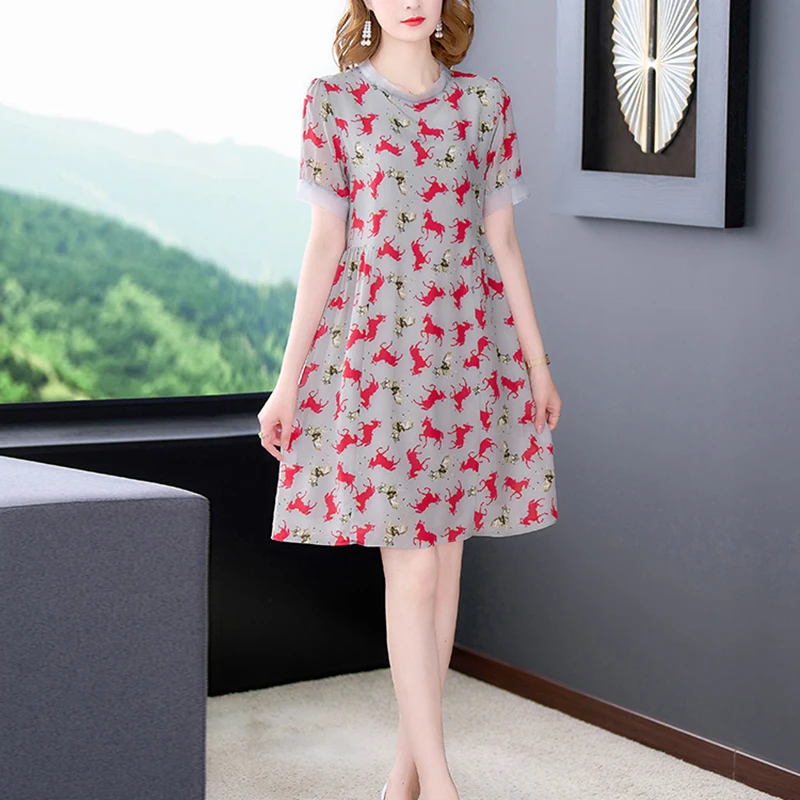 Novedad de verano, vestido Midi bohemio con estampado de vacaciones para mujer, coreana, Vestido de playa ligero, Vestidos de informales ajustados elegantes 2025: XXXL