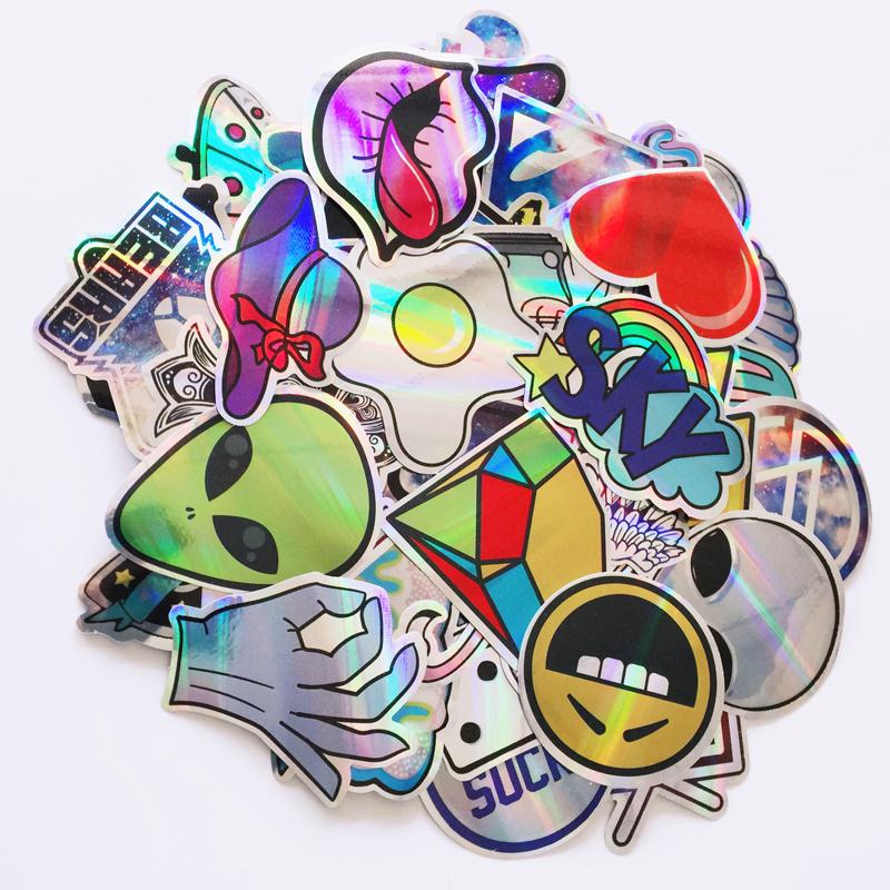 Td Zw 60 Stks/partij Cool Styling Kleurrijke Reflecterende Auto Laptop Fiets Sticker Voor Kofferbak Skateboard Gitaar Decal Stickers