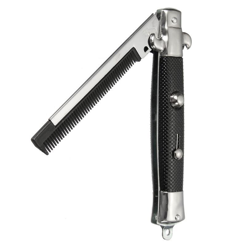 1pc aço inoxidável pente de cabelo beleza dobrável pente de barba pente de cabelo escova ferramentas de estilo de cabelo interruptor pentes para homens estilo de cabelo