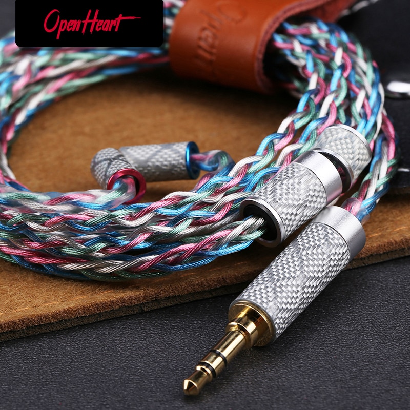 OPENHEART Cable de aleación de cobre y plata de 8 núcleos Multicolor 0,78 2 pines MMCX 3,5/2,5/4,4mm equilibrio auriculares Cable de actualización de auriculares