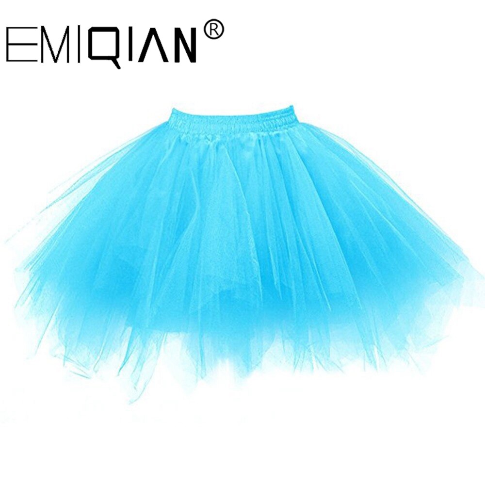 Korte Petticoat Tule Rokken Vrouwen Elastische Stretch Lagen Zomer Volwassen Tutu Rok Onderrok: Sky Blue