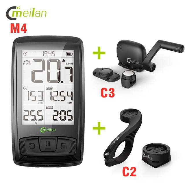 Meilan Cycling Computer Wireless Bike Computer Speed/Cadence Sensor Heart Rate Monitor Bike Speedometer 4.0 Bluetooth Odometer