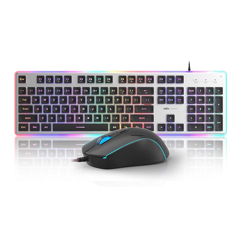 MageGee Gaming Keyboard and Mouse 104 Keys RGB 6 Speed Mouse Combo Pudding Keycaps Silent Computer Keyboard PC Laptop Mac Office: Red