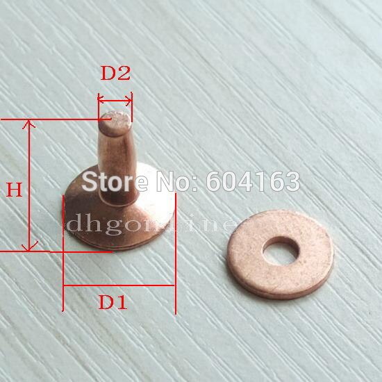 6 uppsättningar solida kopparnitar + en graders sätterverktygsfästen permanent 9mm 12mm