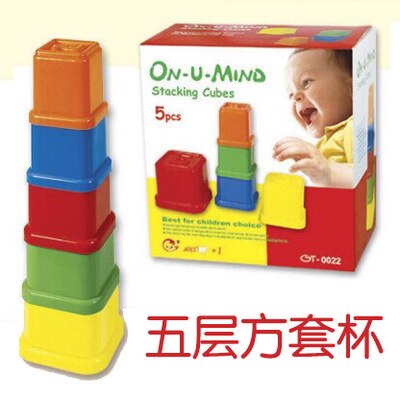 Jenga briques Pro infantile bébé empiler enfants éducatifs petite enfance manchon retenue tasse jouet ensemble bière baril: Square Case Cup 5 Pcs Case