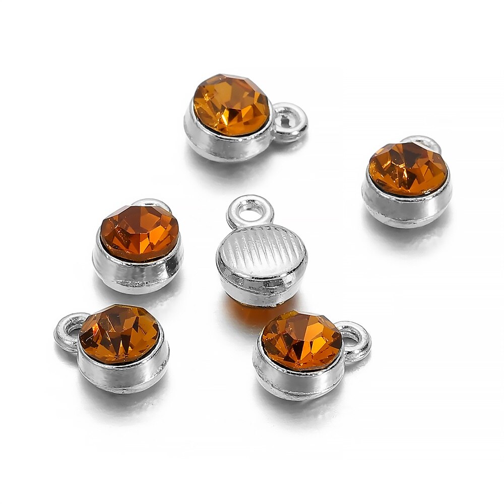 UNICRAFTALE 30 stuks strassverbindingshanger, bedels, 15 kleuren, metaal, platte ronde kristallen verbinding, bedels, geboortesteen, hanger voor doe -het-zelf halskettingen, armbanden, oorbellen