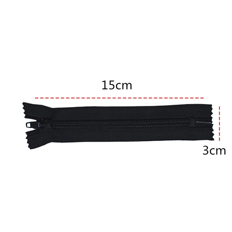 10pcs 15cm closed tail Nylon zip no.5 Black color zipper plastic nylon zipper coil Sewing Pants zippers DIY sewing accessories