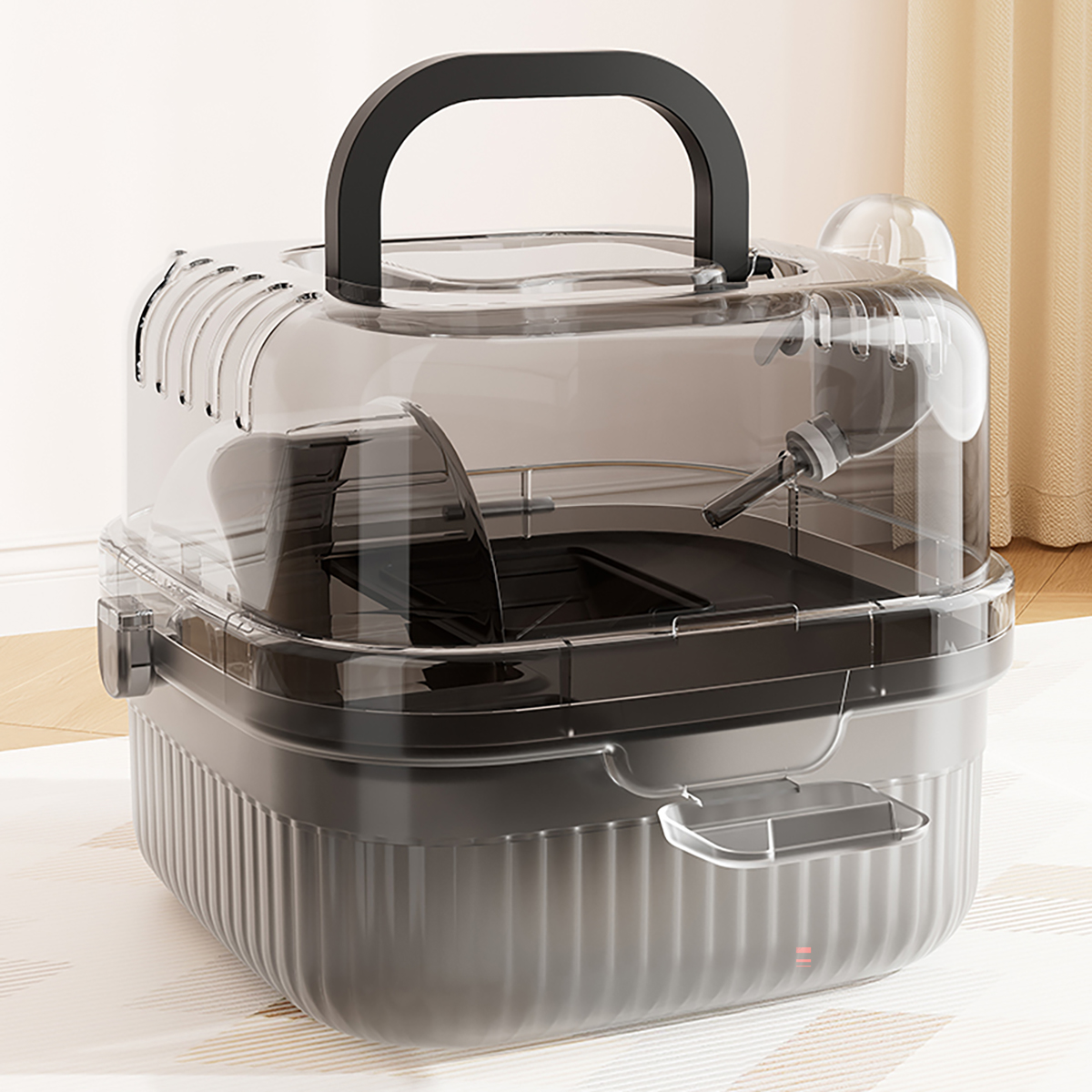 Jaula transportadora para exteriores para hámster, jaula portátil para hámster con cubierta abatible grande transparente para transporte de aves y hámster, suministros para mascotas