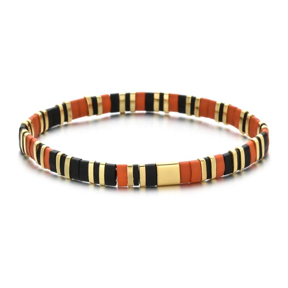 Smzy pulseira feminina com miçangas do arco-íris, artesanal e elástica, com pingentes da amizade, pulseira feminina