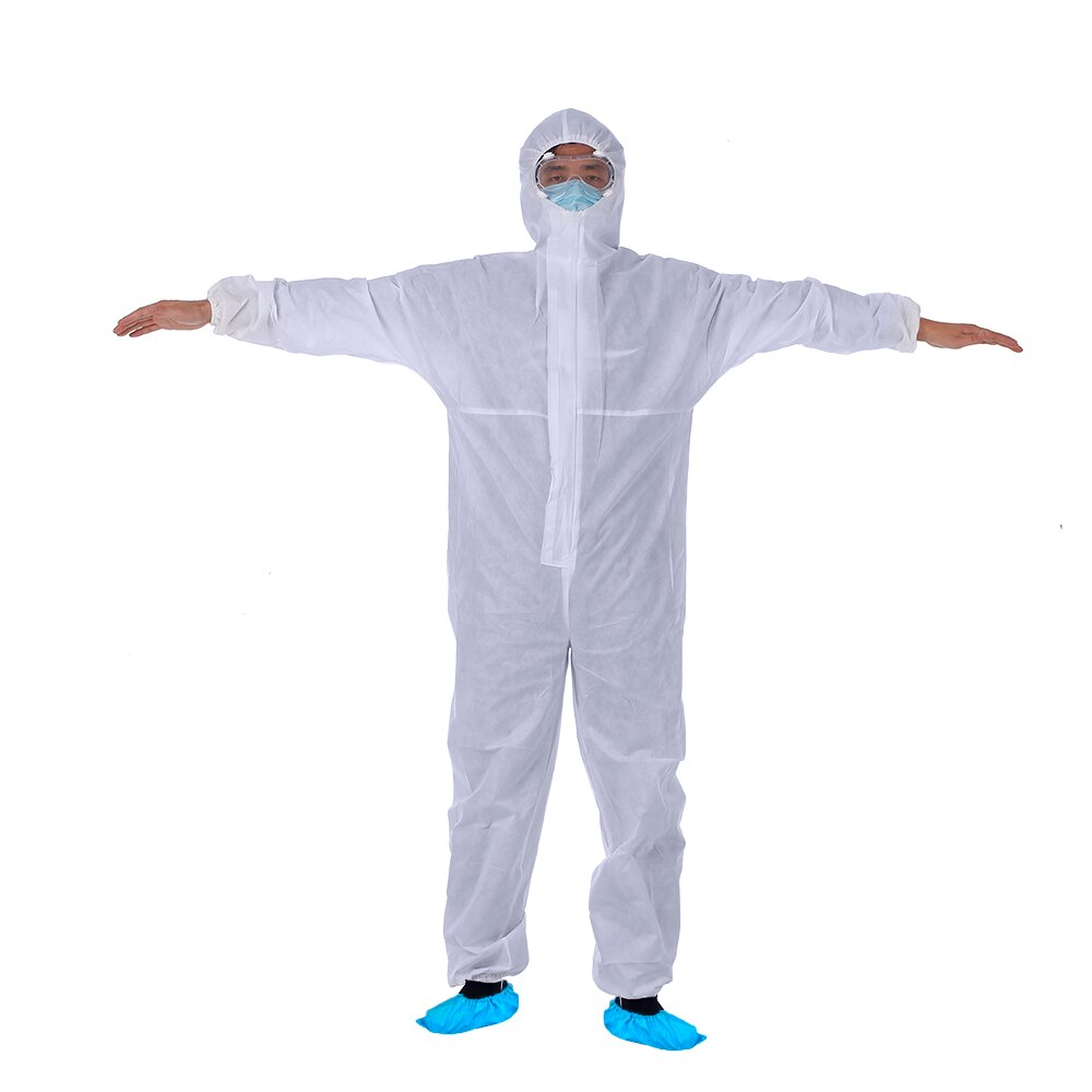 Høj antibakteriel engangsovertræk beskyttelsestøj åndbar hættejakke med elastiske manchetter ankler hættetrøje støvtæt