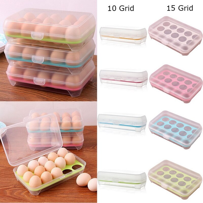 Plastic Eieren Container Voor Koelkast Opslag Voedsel Doos Scherper Organisator Thuis Keuken Accessoires Levert Producten 15/10 Raster