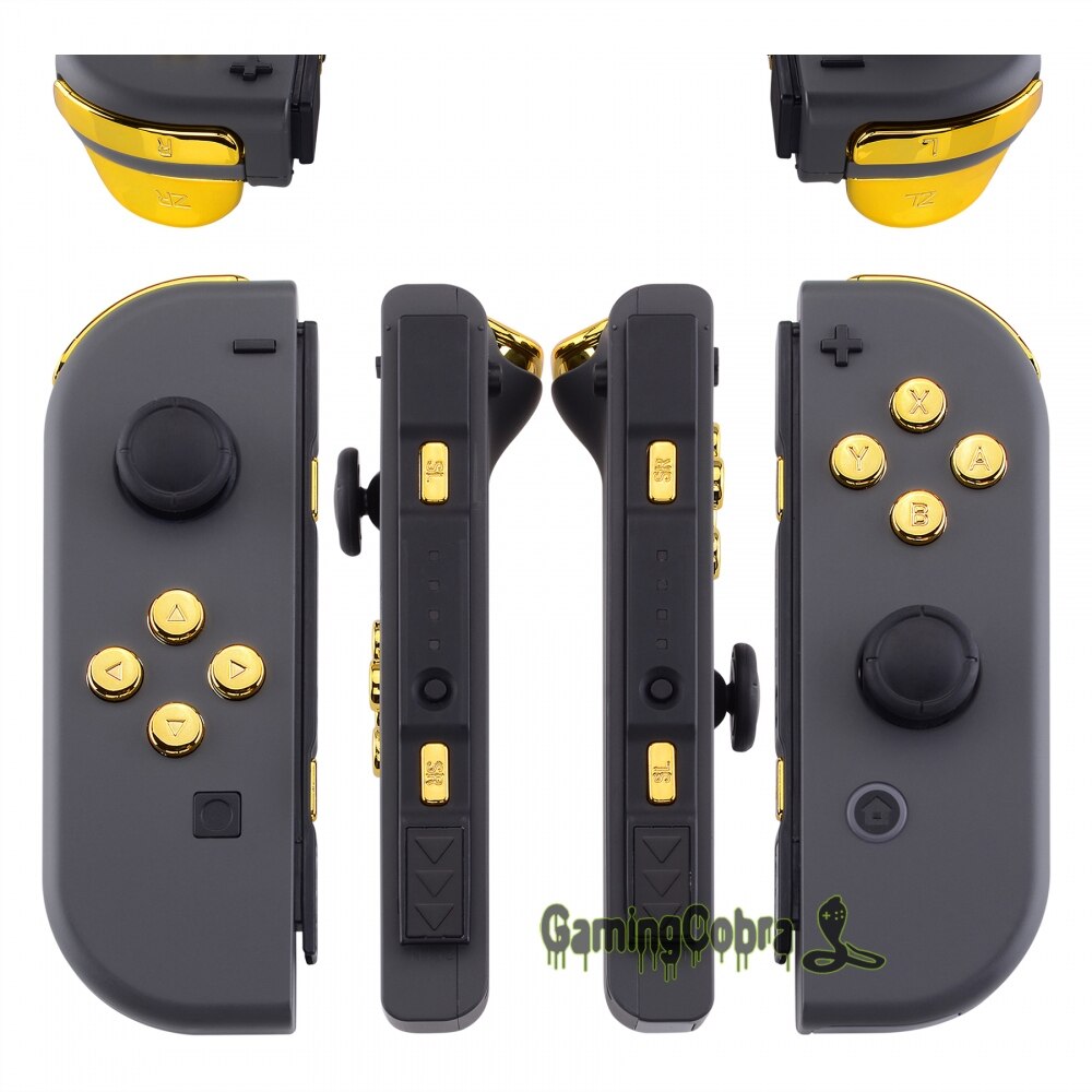 Chrome Gold Vervanging ABXY Richting Toetsen SR SL L R ZR ZL Trigger Volledige Set Knoppen w/Tools voor nintendo Switch Vreugde-Con