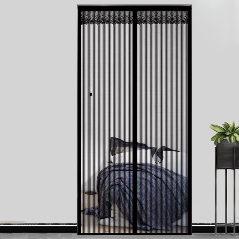 Silent Magnetic Door Insect Curtains Anti Mosquito Fly Nets Durable and Exquisite Door Screen Mesh: 3*2.6 / black