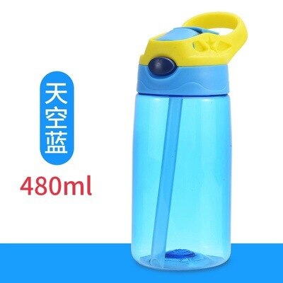 Bambini 480ML Tazza di Acqua Creativo Sicuro Del bambino Alimentazione Tazze con Cannucce A Tenuta Bottiglie di Acqua Portatile Esterno Dei Bambini s 'Tazze: Blu