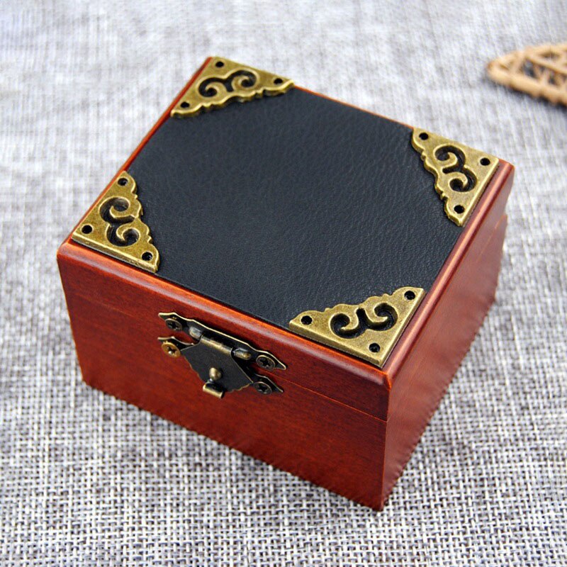 Vintage wooden classical music box year's leather ... – Grandado