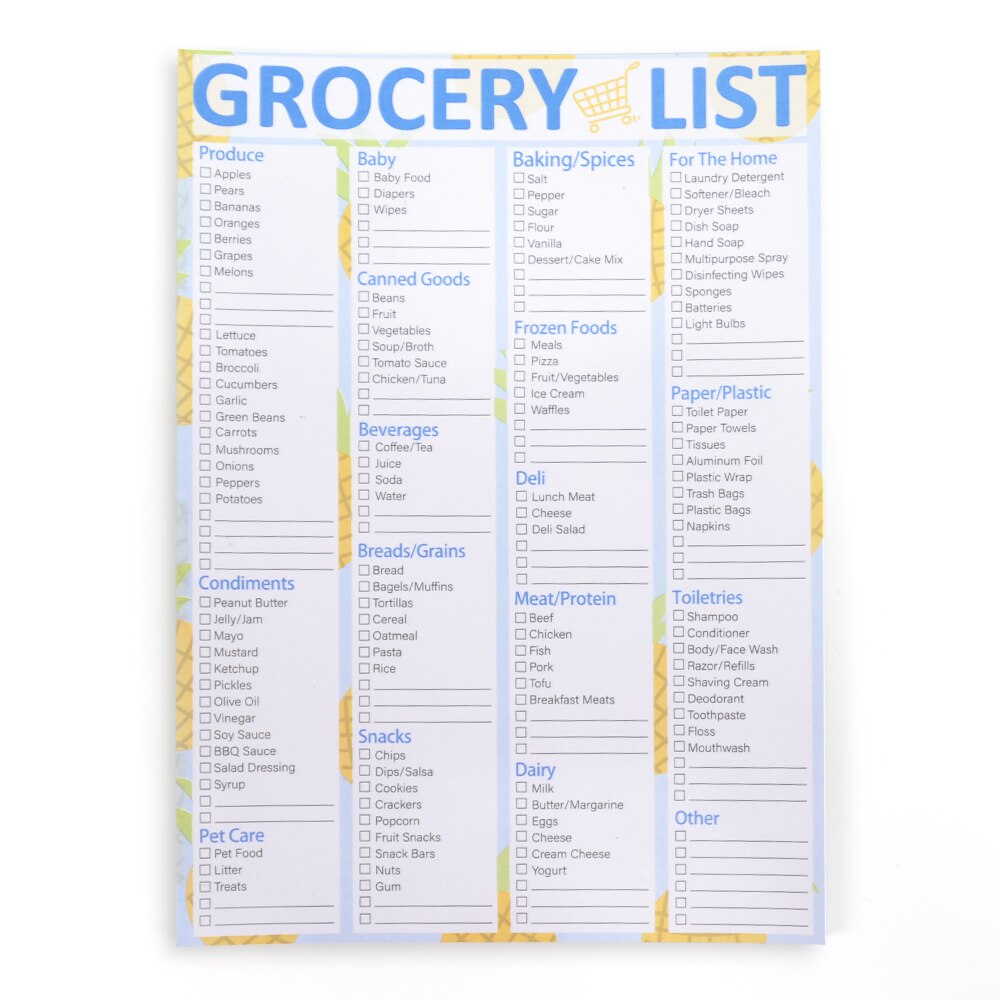 Grocery List Magnet Pad for Fridge Magnetic Notepad with 28 Page 7x10” Printed Shopping List Items and Grocery Notepad