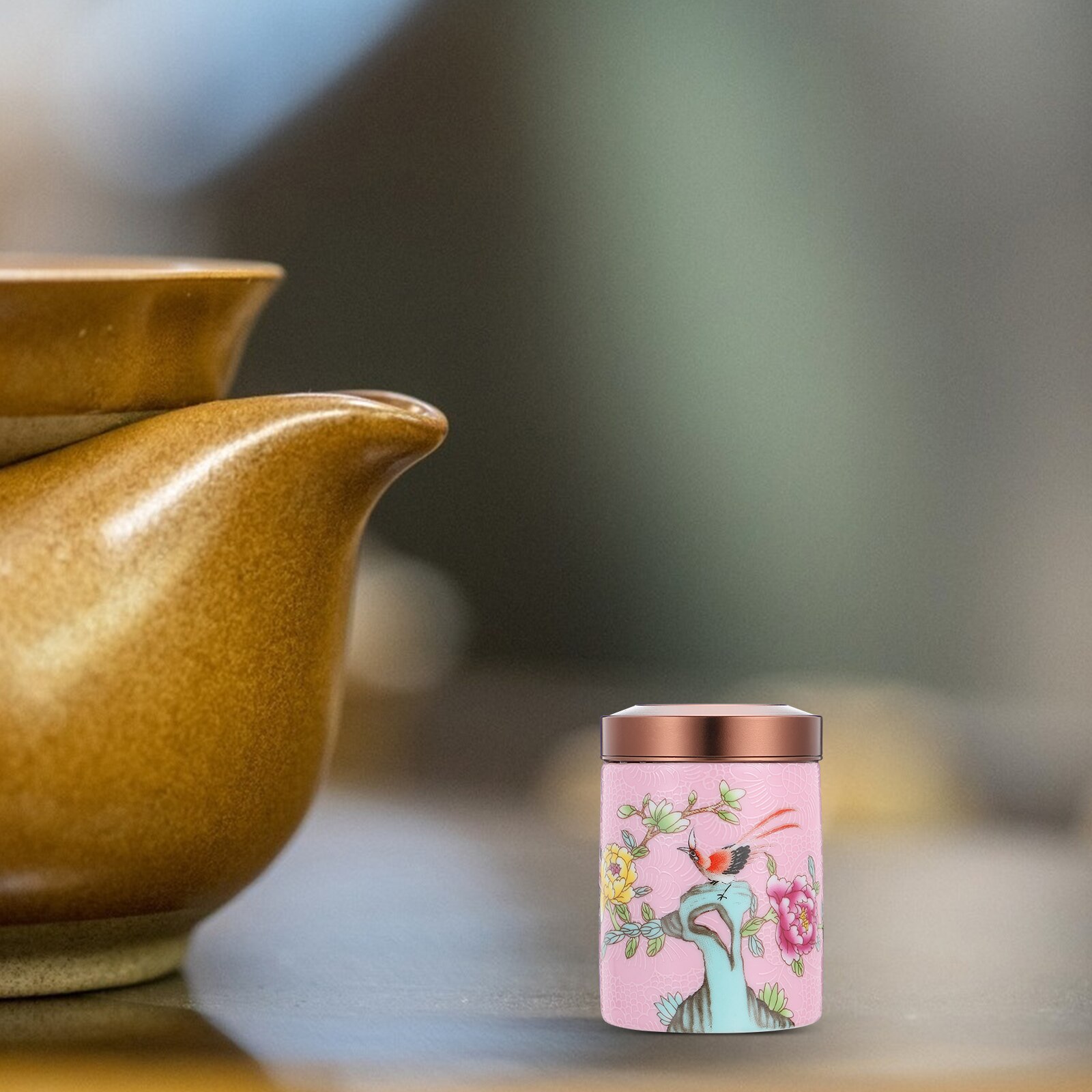 Painted Bulk Tea Container Ceramic Tea Caddy Scented Tea Packaging Canister