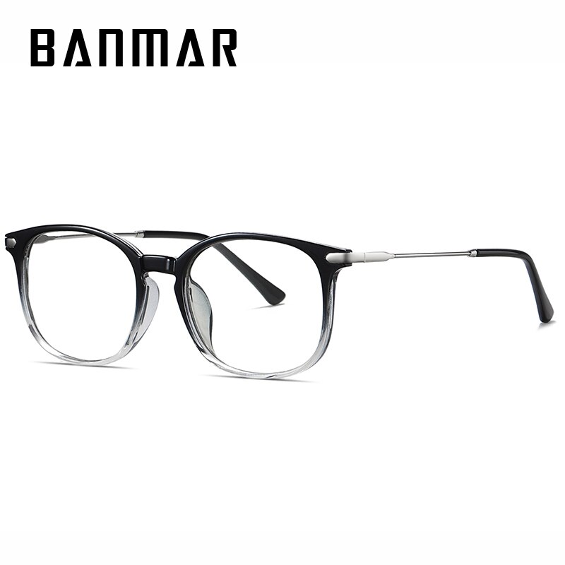 Banmar fotochromatische anti-blauw licht bril heren vierkante metalen leesbril montuur merk computer gaming bril dames uv: C4 zwart-transparant