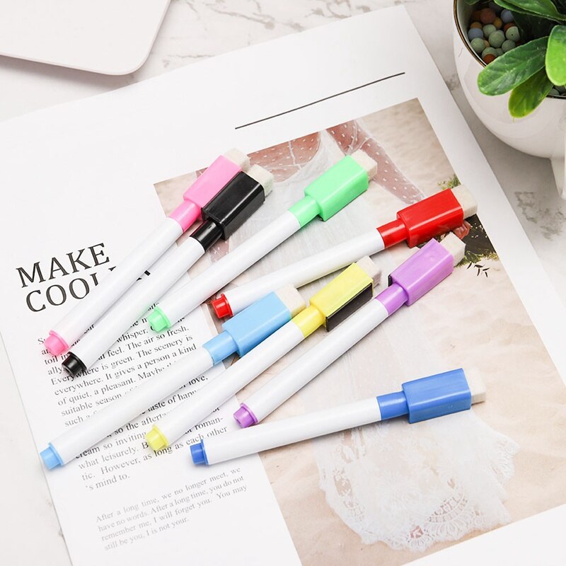 8 stks Magnetische Kleur whiteboard Pen Markers Pen Erasable Pen Specifieke repetitieve Schrijfblok Pen met Gum Office Supplies