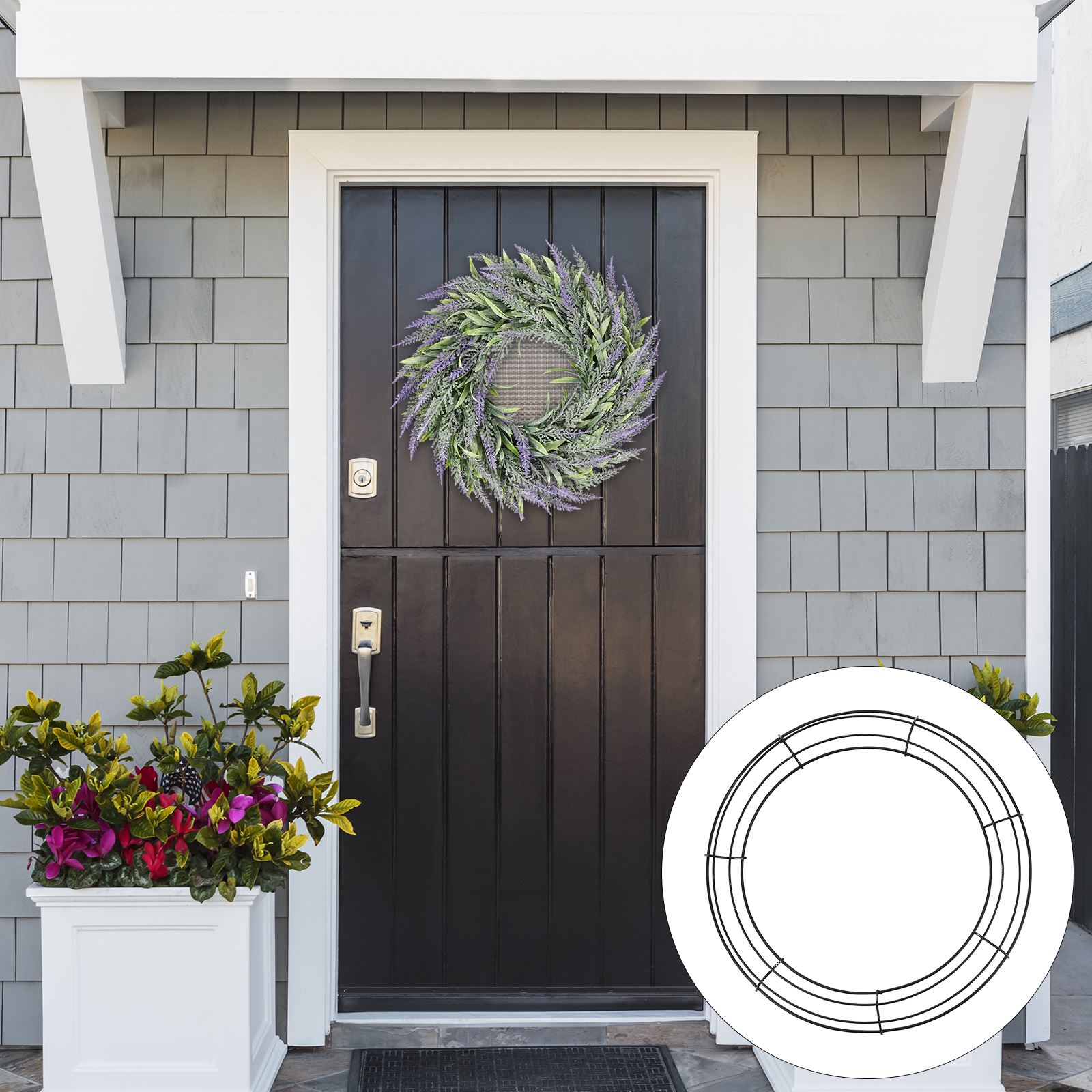 3pcs Iron Flower Wreath Hoop Iron Frame Decorative Wreath Loop Home Decor Unfinished Hanging Loop Wreath Loop Decor Wreath Frame