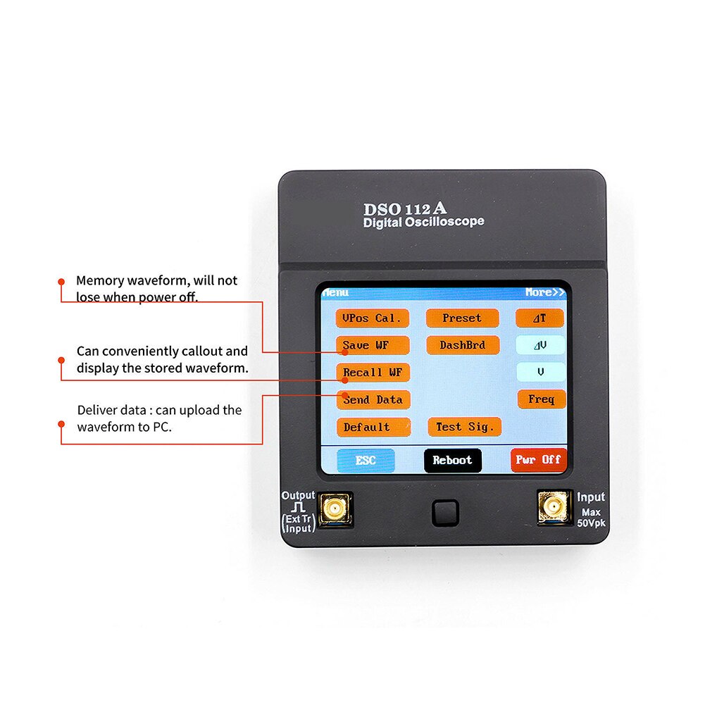 Dso 112a touchscreen mini usb duurzame draagbare analyser tools digitale opslag handheld 5 msps stabiele 2 mhz oscilloscoop