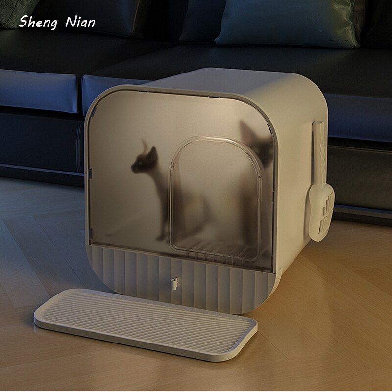 Lettiera per gatti design di lusso chiuso antispruzzo gattino Toilette grande spazio porta scura lettiera per gatti villa ridurre gli odori forniture per gatti