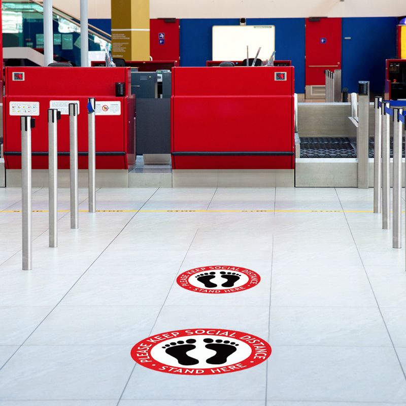 Round Waiting In Line Sticker Social Distance Keeping Safety Floor Sign Paster F3MA