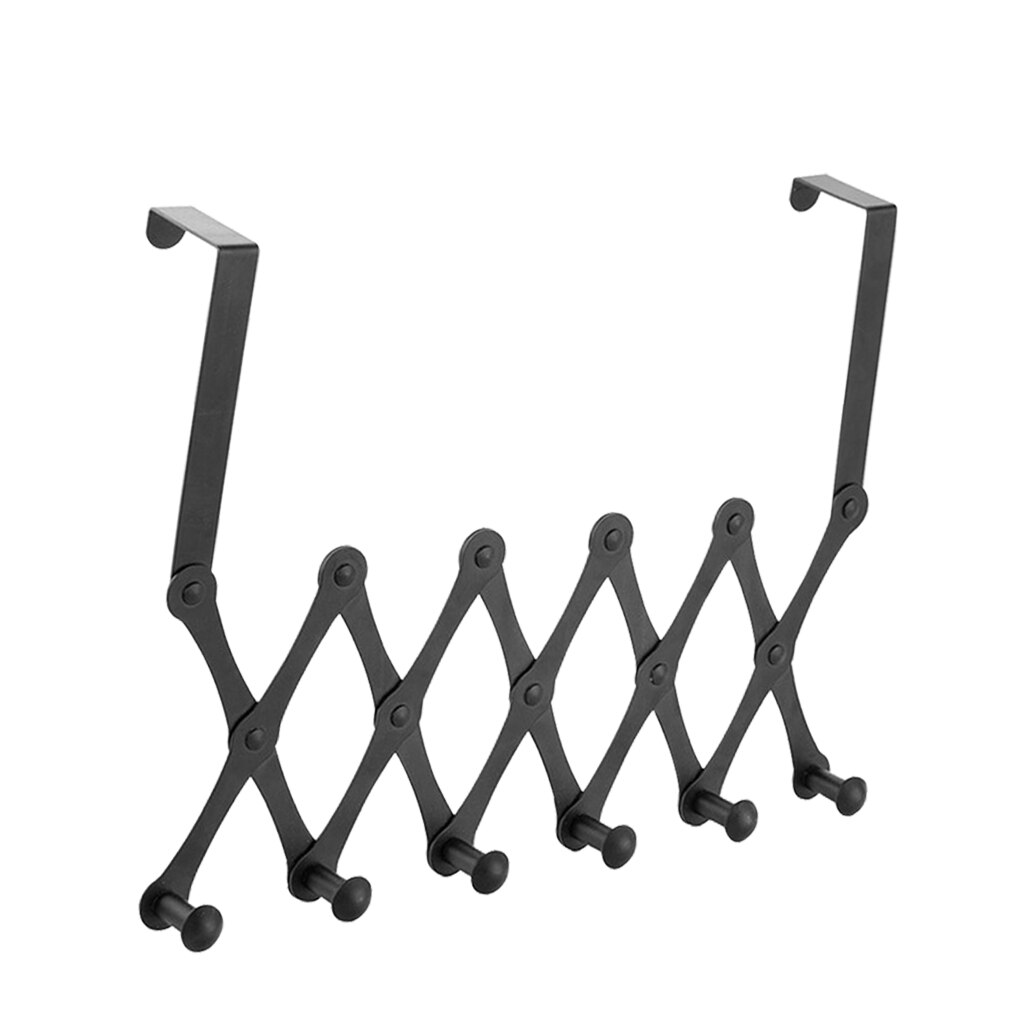 Deur Opknoping Haak Punch Gratis Deur Hanger Hoeden Tassen Houder Tie Sjaal Sleutel Haak Verstelbare Muurhanger Kledingrek Handdoek plank: Black-65cm