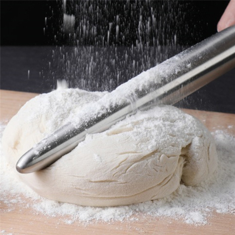 Rodillo de acero inoxidable, utensilios de cocina, rodillo de masa para hornear Pizza, fideos, galletas, albóndigas, herramienta antiadherente para hornear, 1 ud.