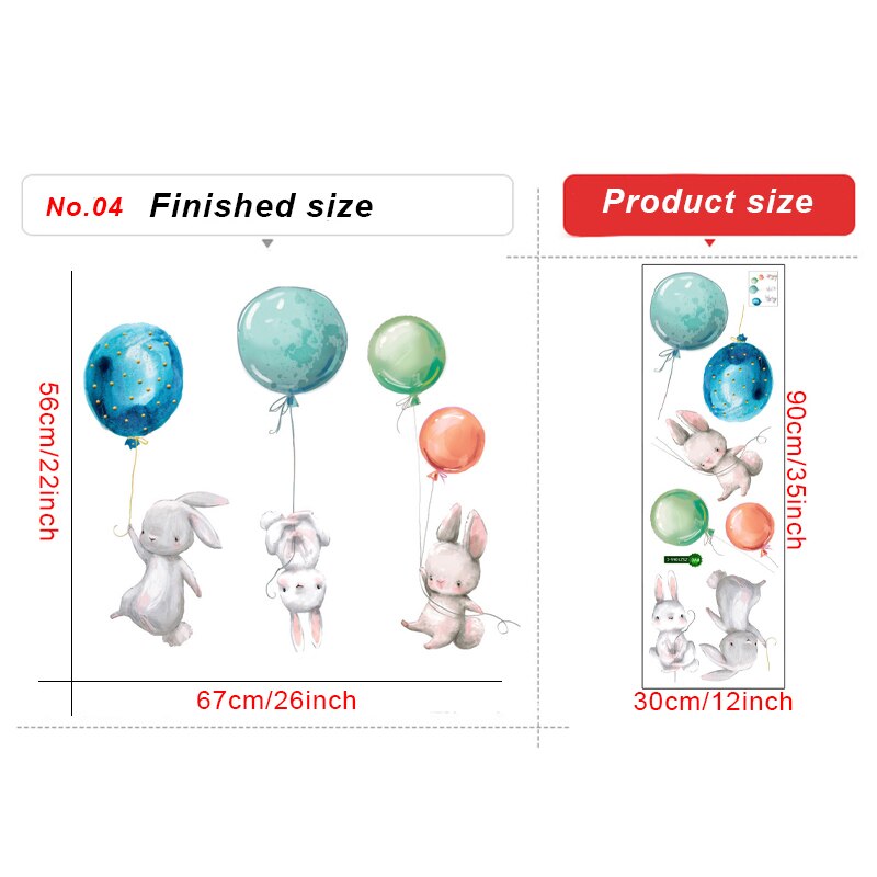 Cute Unicorn Rabbit Wall Stickers Kids room Nursery Wall Decor Sticker Pretty Girls Flying Elephant Cartoon Decals Home Decor: No.04