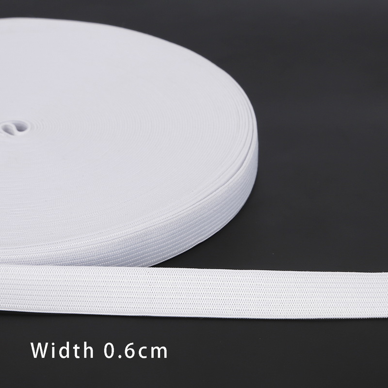 5Yards 6 Mm/8 Mm Zwart/Wit Nylon Platte Dunne Brede Elastische Trim Band Voor Tassen/Kledingstuk/Home Textiel Naaien Accessoires: 0.6cm  White