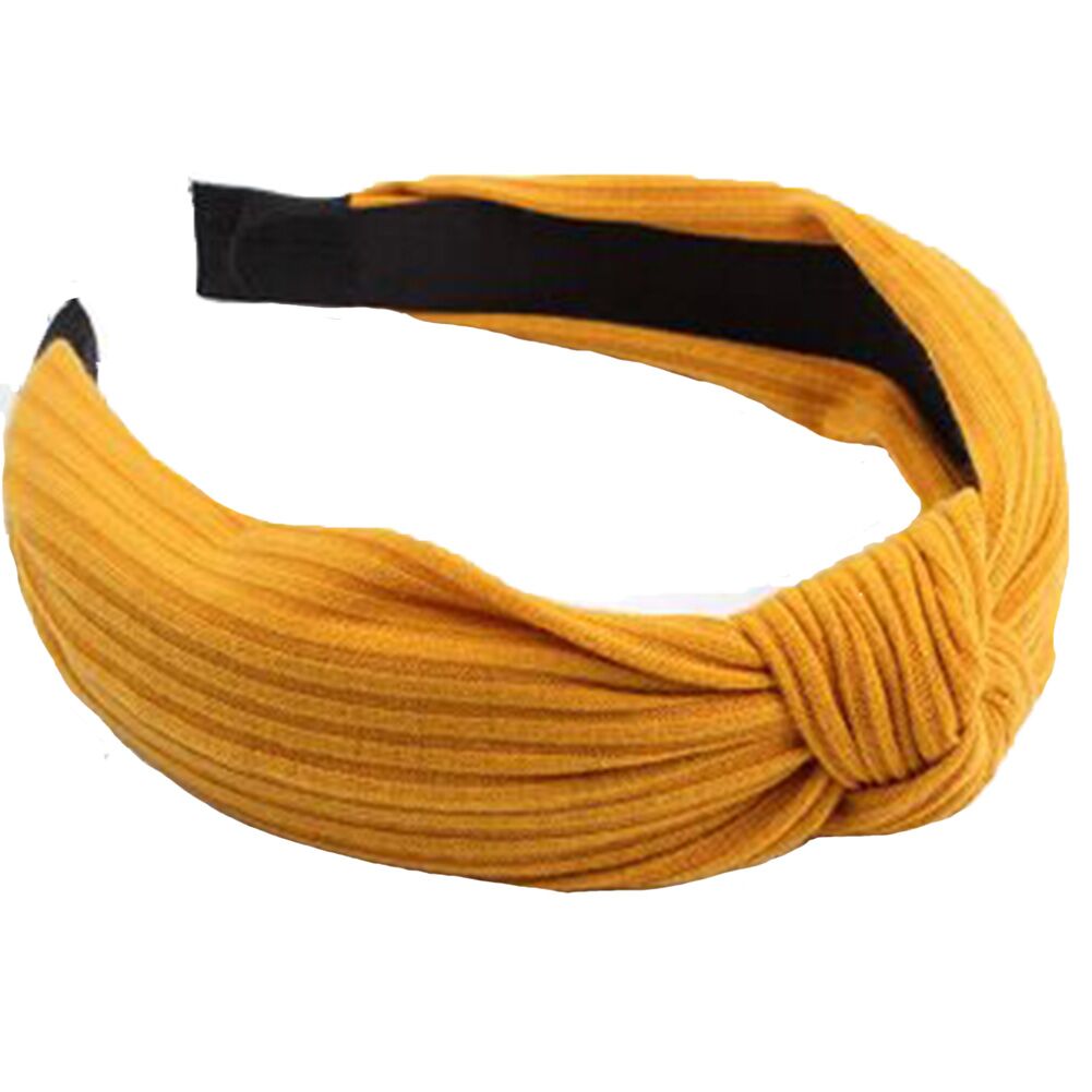 Hoved wrap pandebånd snoet knyttet hårbånd kvinder turban twist knude: Gul