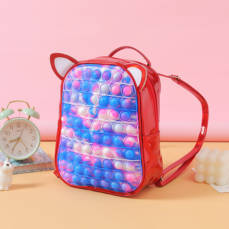 Kinderen Rugzak Anti Stress Tassen Kids Fidget Speelgoed Zachte Squishy Push Bubble Squeeze Meisjes Jongens Tas Opslag Shiny: 17