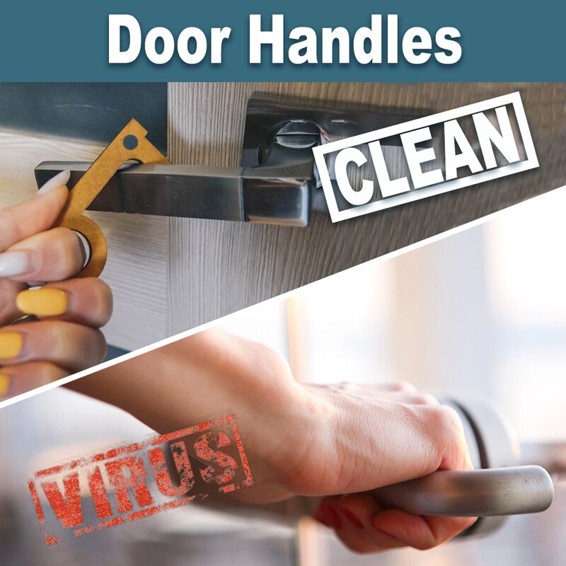 1pc EDC Door Opener Portable Door Opener Hygiene Hand Antimicrobial Alloy Door Handle Key Metal Portable Press Elevator Tool