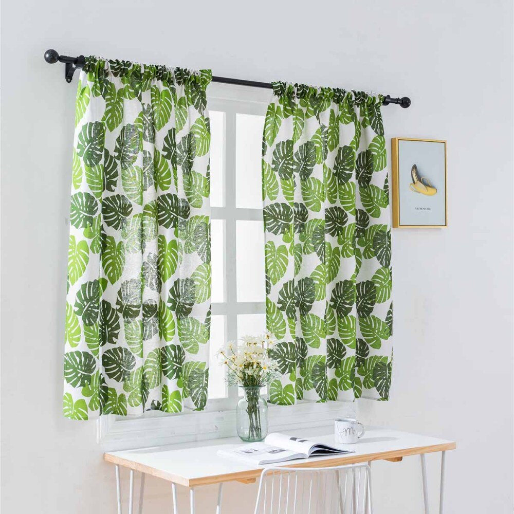 1 Pc Rod Small Window Short Curtain Household Sheer Valance Kitchen Balcony Door Panels Curtain Home Curtain Drape - 100x130cm (