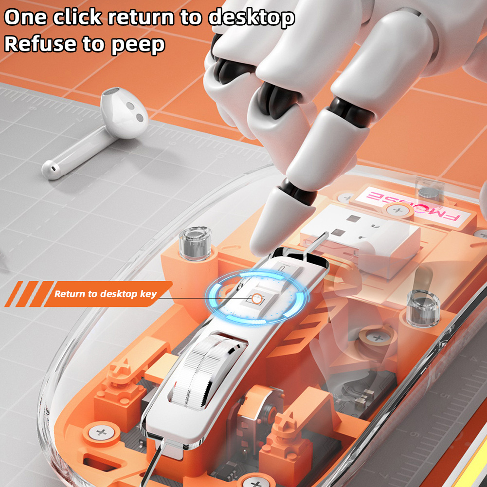 Souris sans fil Bluetooth aste, rétroéclairage RVB, souris de jeu, photoélectrique, transparente, muet, PC Gamer, 3 modes, 2400Dpi