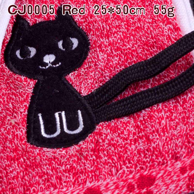 Thee handdoek katoen kind-handdoek Mode cartoon kat handdoeken gezicht handdoek Diepe kleur: CJ0005 Red