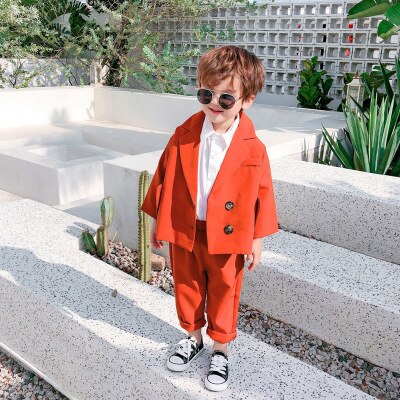 3-8-Jaar-Oude Jongen Baby Lente Casual Pak Pak Koreaanse Lange Mouwen Twee stuk Kind Baby-En Najaar Pak